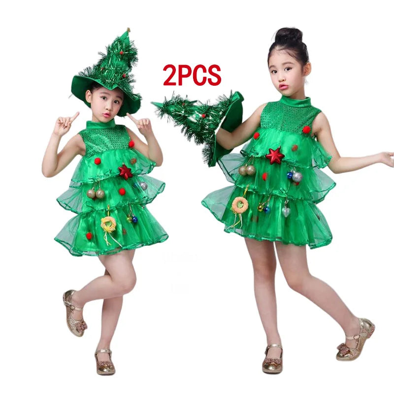 Girls Christmas Tree Costume Dress