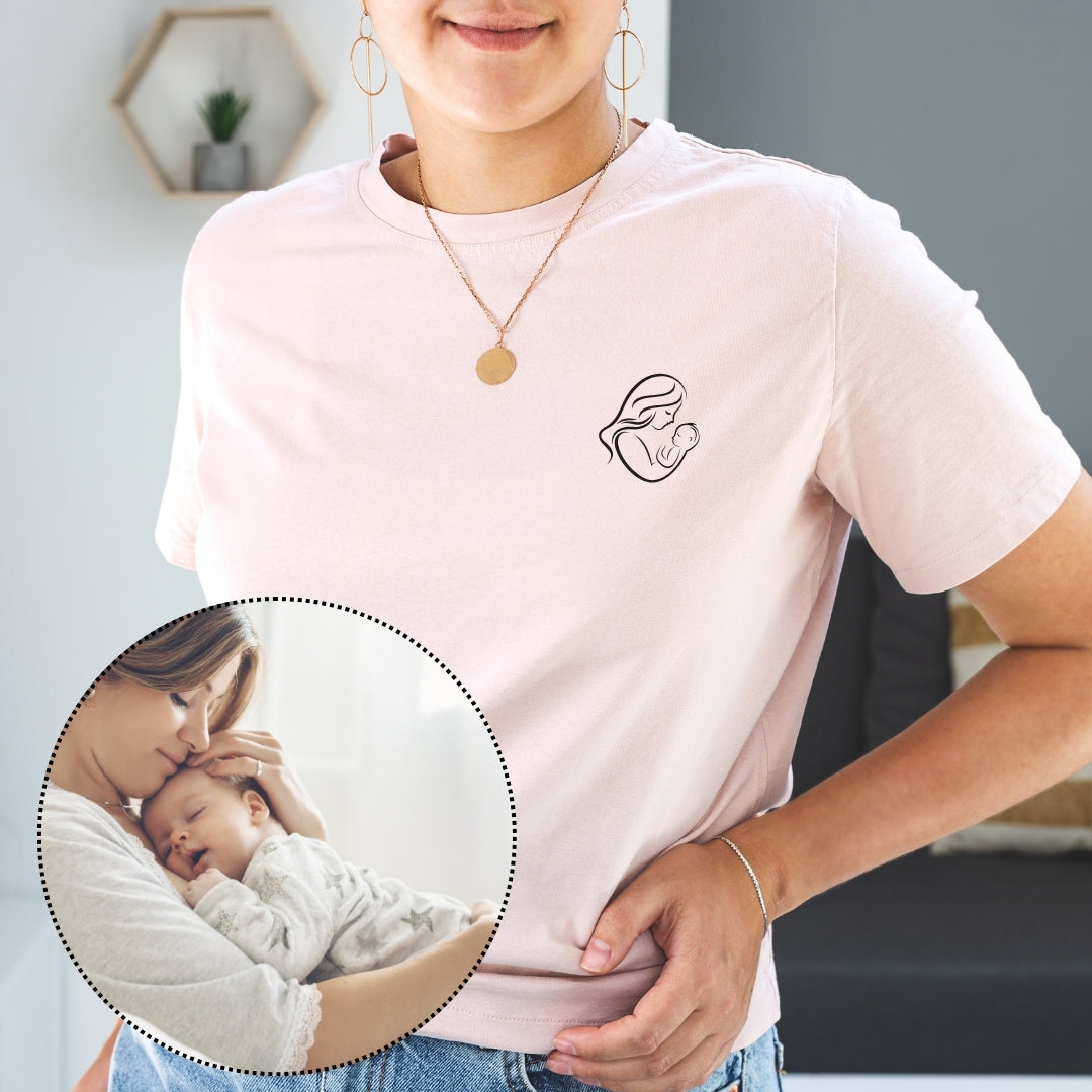 Camiseta Premium bordada personalizada con foto - silueta