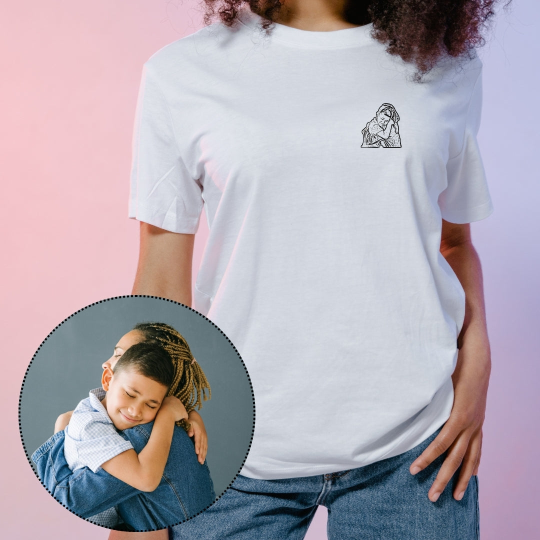Camiseta Premium bordada personalizada con foto - silueta