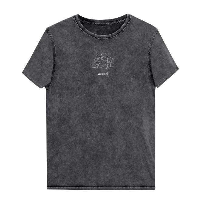 Camiseta Denim Premium Bordada - silueta foto personalizada