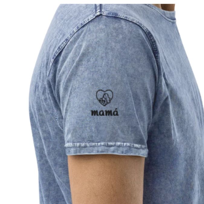 Camiseta Denim Premium Bordada - silueta foto personalizada