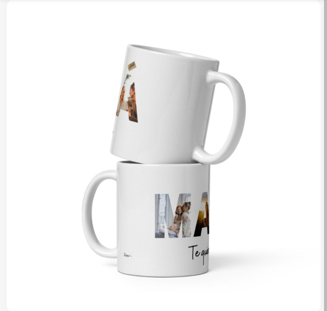 Taza mamá con letras fotos