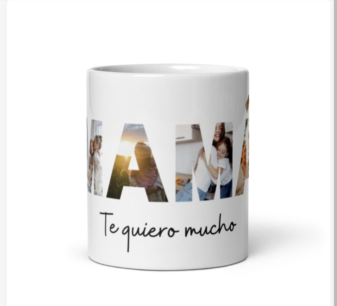 Taza mamá con letras fotos