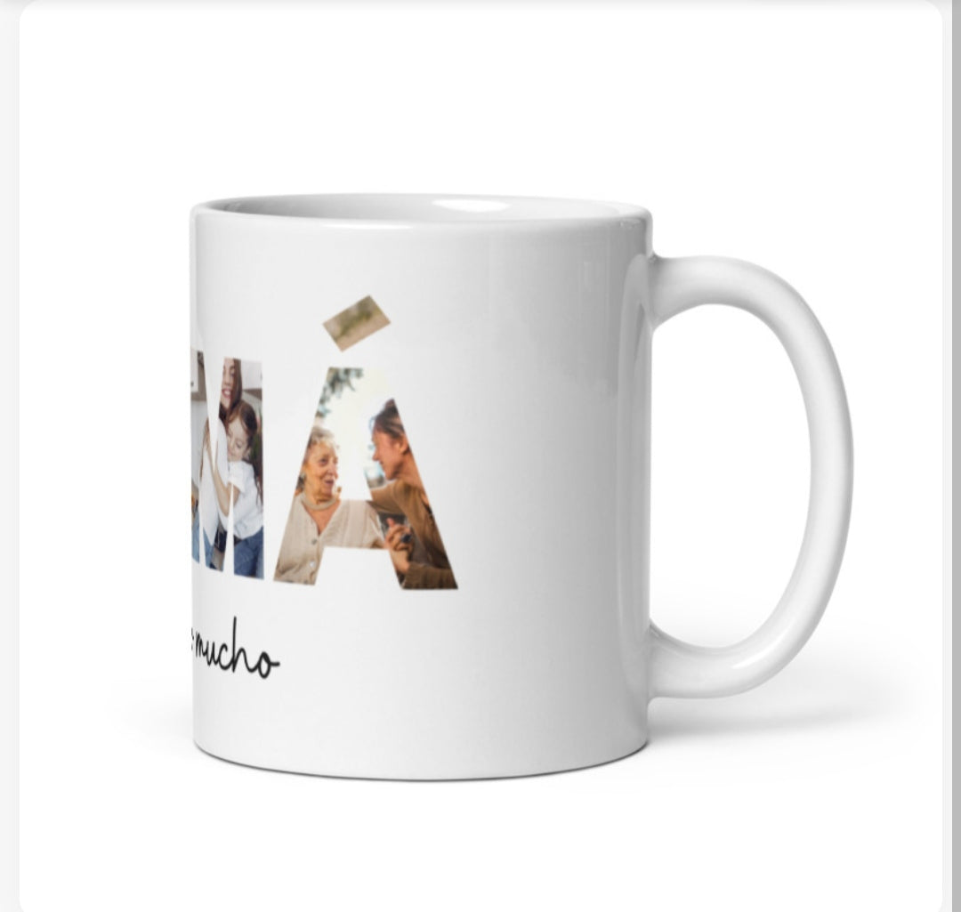 Taza mamá con letras fotos