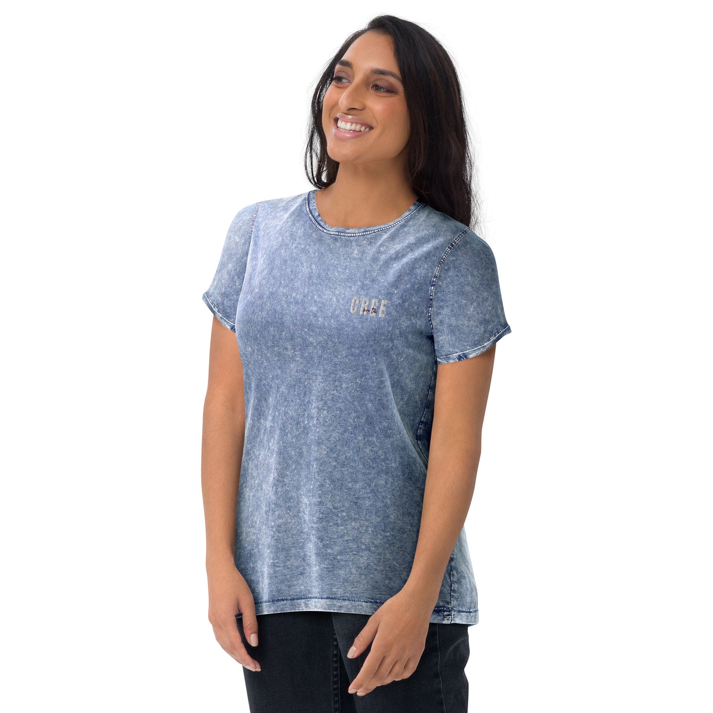 Camiseta vaquera bordada - Cree en ti