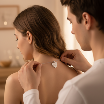 Collar Corazón Personalizado Texto (Grabado Láser)