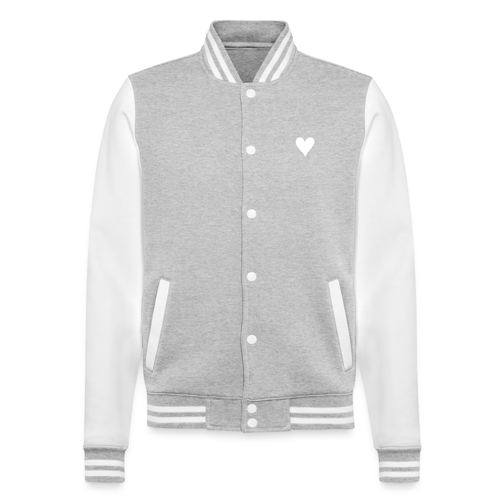 Cazadora universitaria - gris jaspeado/blanco