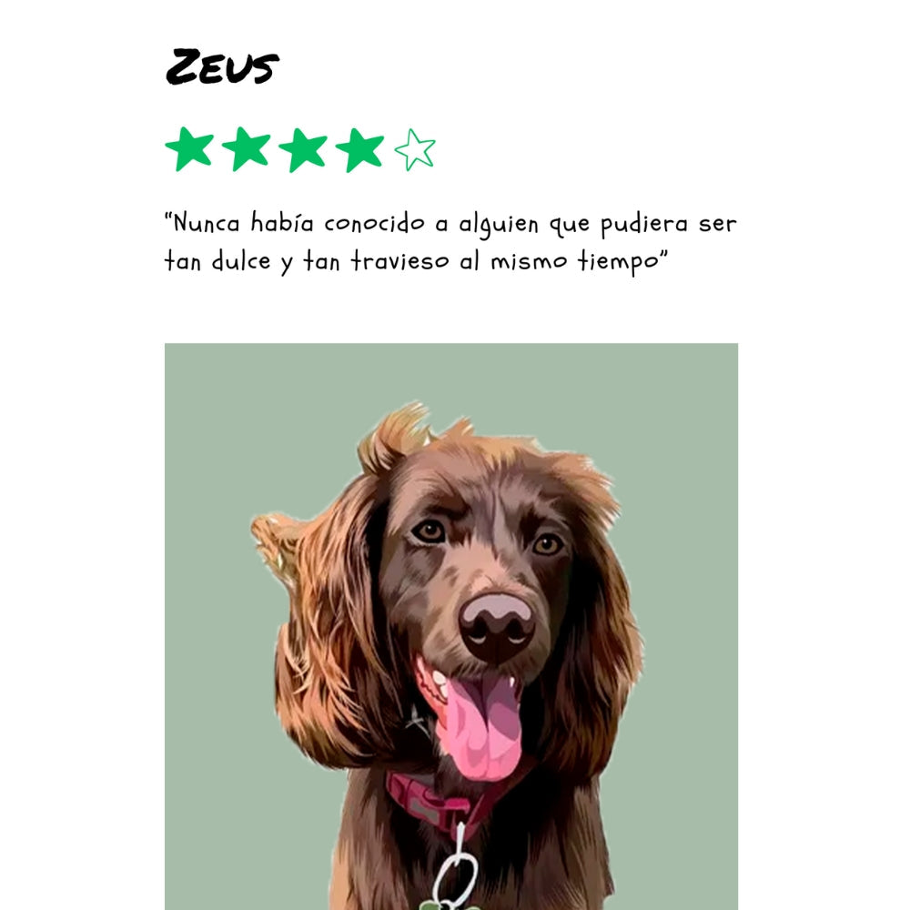 Retrato de mascota personalizado formato reseña