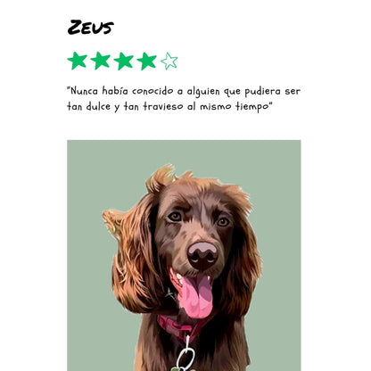 Retrato de mascota personalizado formato reseña