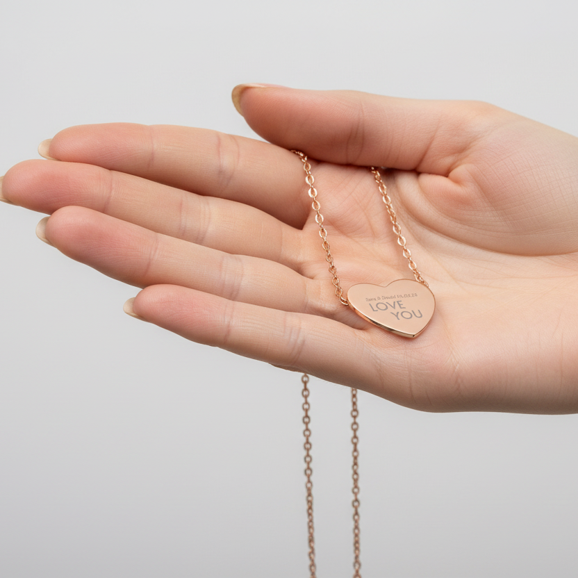 Collar Corazón Personalizado Texto (Grabado Láser)