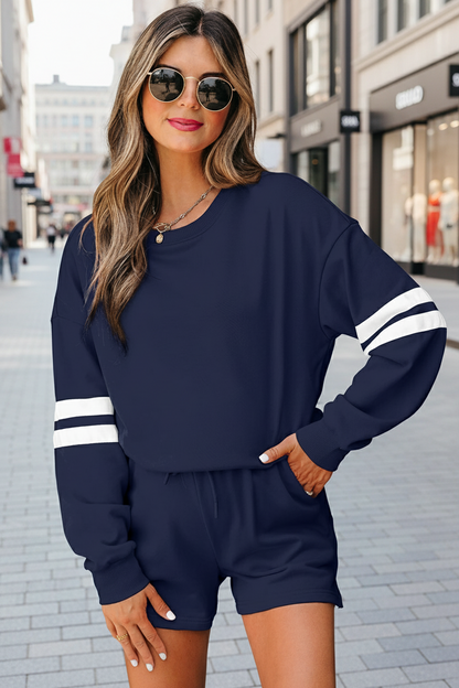 Conjunto sudadera y short estilo varsity – Comfy & Chic