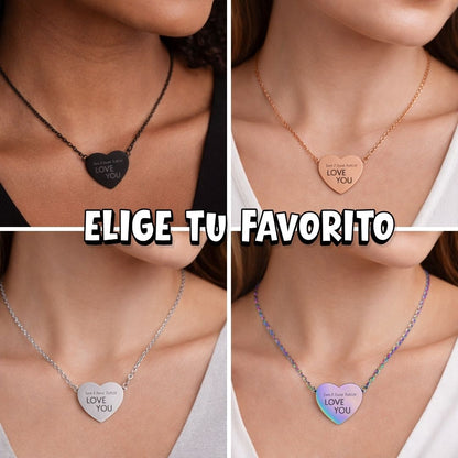 Collar Corazón Personalizado Texto (Grabado Láser)