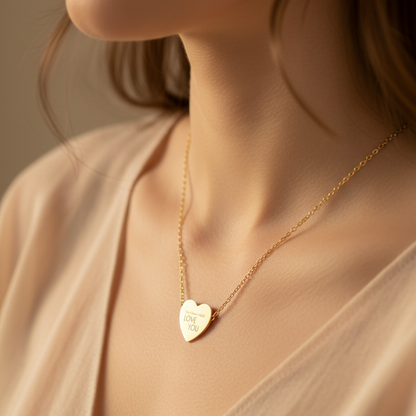 Collar Corazón Personalizado Texto (Grabado Láser)