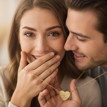 Collar Corazón Personalizado Texto (Grabado Láser)