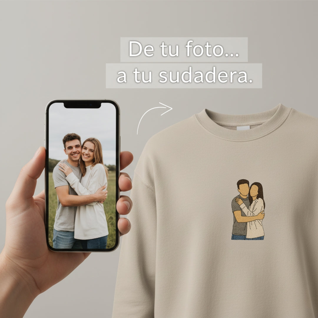Sudadera bordada personalizada con foto color o silueta