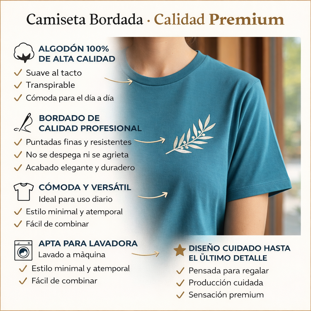 Camiseta bordada personalizada con foto o texto