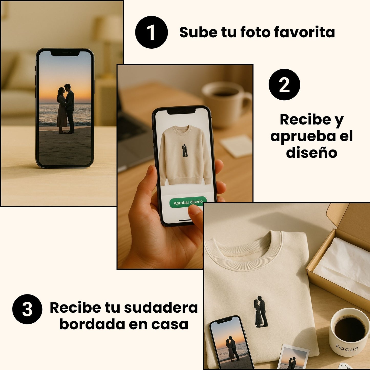 Sudadera bordada personalizada con foto color o silueta