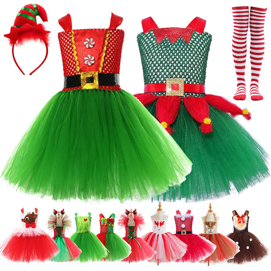 Girls Christmas Santa Elf Costume