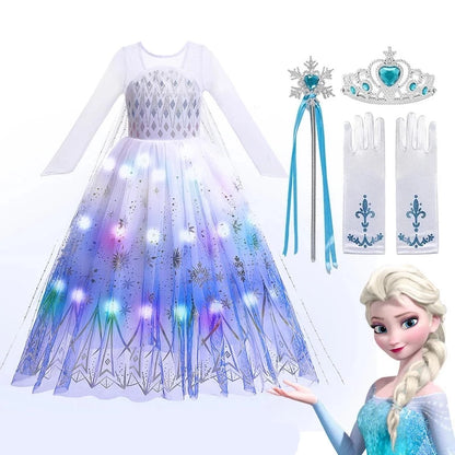 Disfraz de Frozen, Elsa y Anna con luces LED