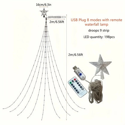 Luces LED cascada navideñas para exterior