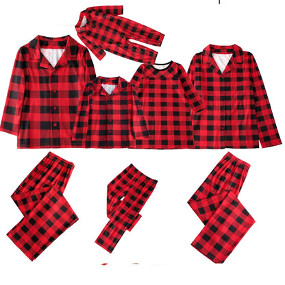 Christmas Family Matching Pajamas Clothes Sets Long Sleeve Red Plaid Shirt Pants Toddler Girl Mother Daughter Clothes Pyjamas