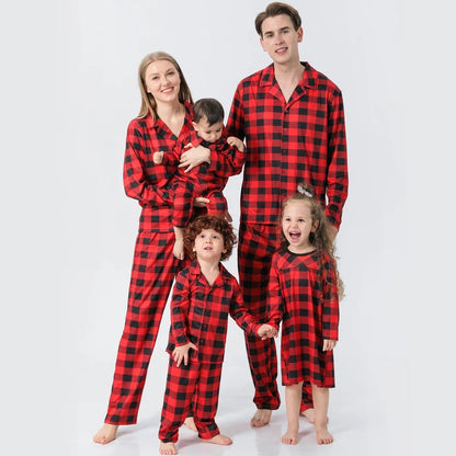 Christmas Family Matching Pajamas Clothes Sets Long Sleeve Red Plaid Shirt Pants Toddler Girl Mother Daughter Clothes Pyjamas