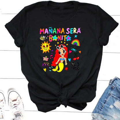 Manana Sera Bonito T-shirt Woman Short Sleeve Karol G Merch Music Tomorrow Will Be Nice T Shirt Trending Sirena Tees Streetwear