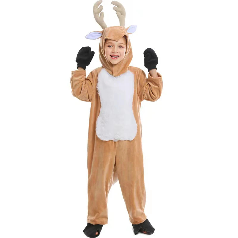 Children's Christmas One-piece Suit with Hat