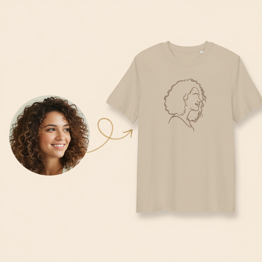 Camiseta bordada personalizada con foto o texto