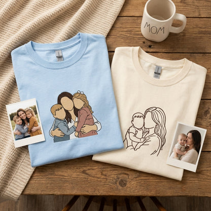 Camiseta bordada personalizada con foto o texto