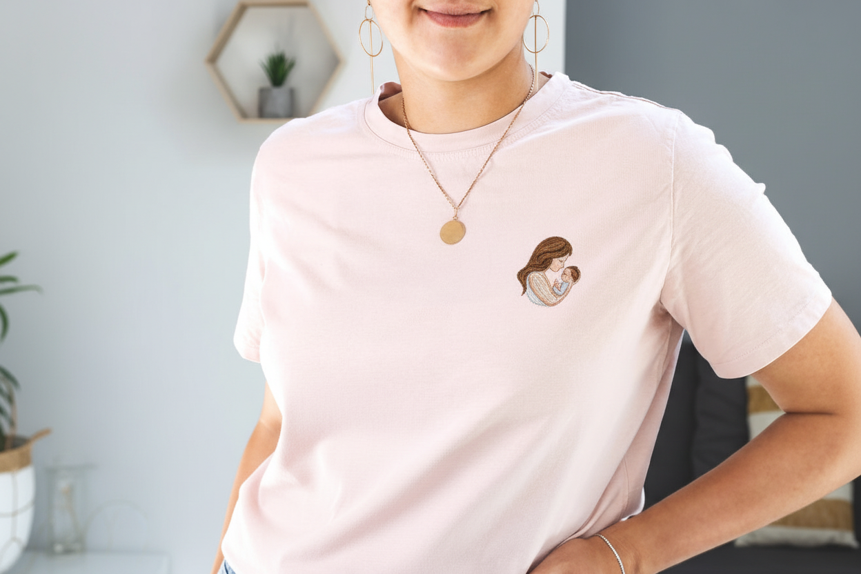 Camiseta bordada personalizada con foto o texto