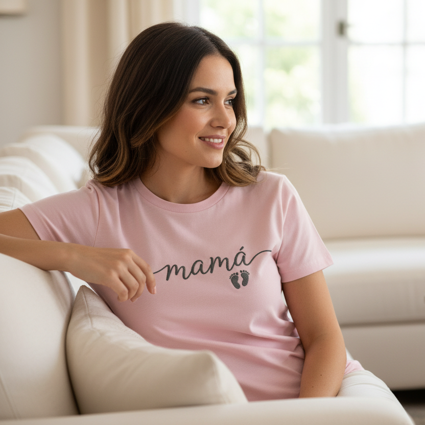 Camiseta bordada personalizada con foto o texto