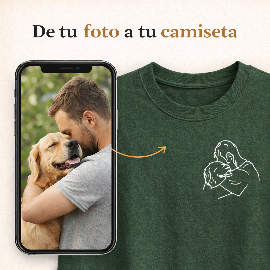 Camiseta bordada personalizada con foto o texto