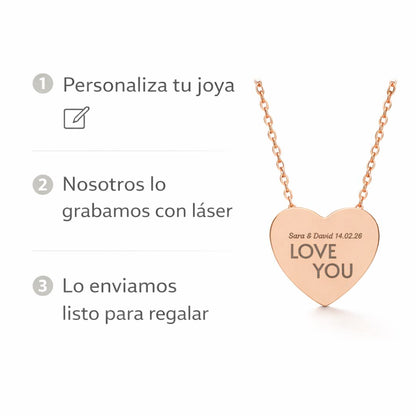 Collar Corazón Personalizado Texto (Grabado Láser)